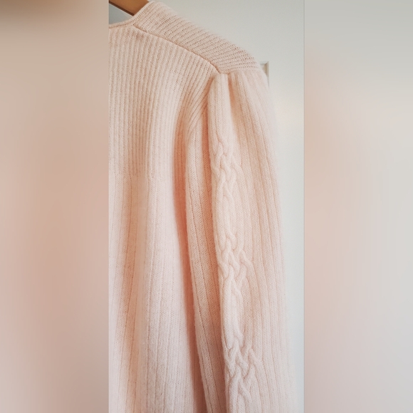 Vintage Womens Lambswool Angora Blend Light Pink Grandmacore Cardigan Sweater - Picture 6 of 7